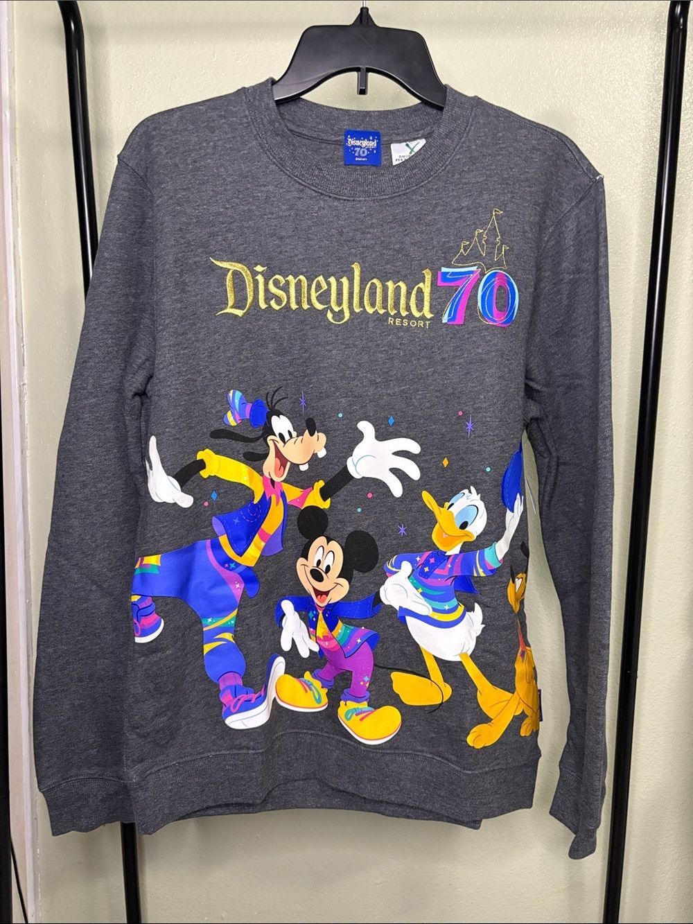 NWT Disney Disneyland 70th Anniversary Charcoal Crewneck Sweatshirt - Size S